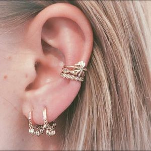 Mini hoop huggie earrings, cz hoops with charm
